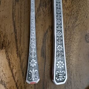 Interpur Flatware Forks And  Knives Fleur Handle Cutlery Dozen 12